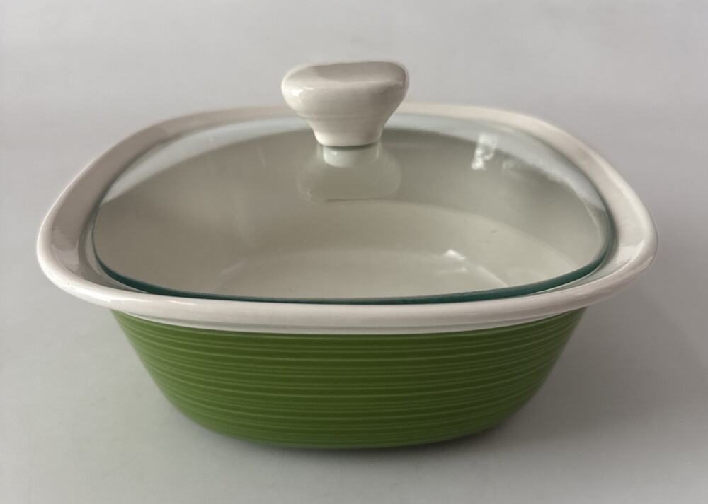 Corning Ware Etch Green Casserole Dish Green 8" 1.5 Quart Square Baking Dish